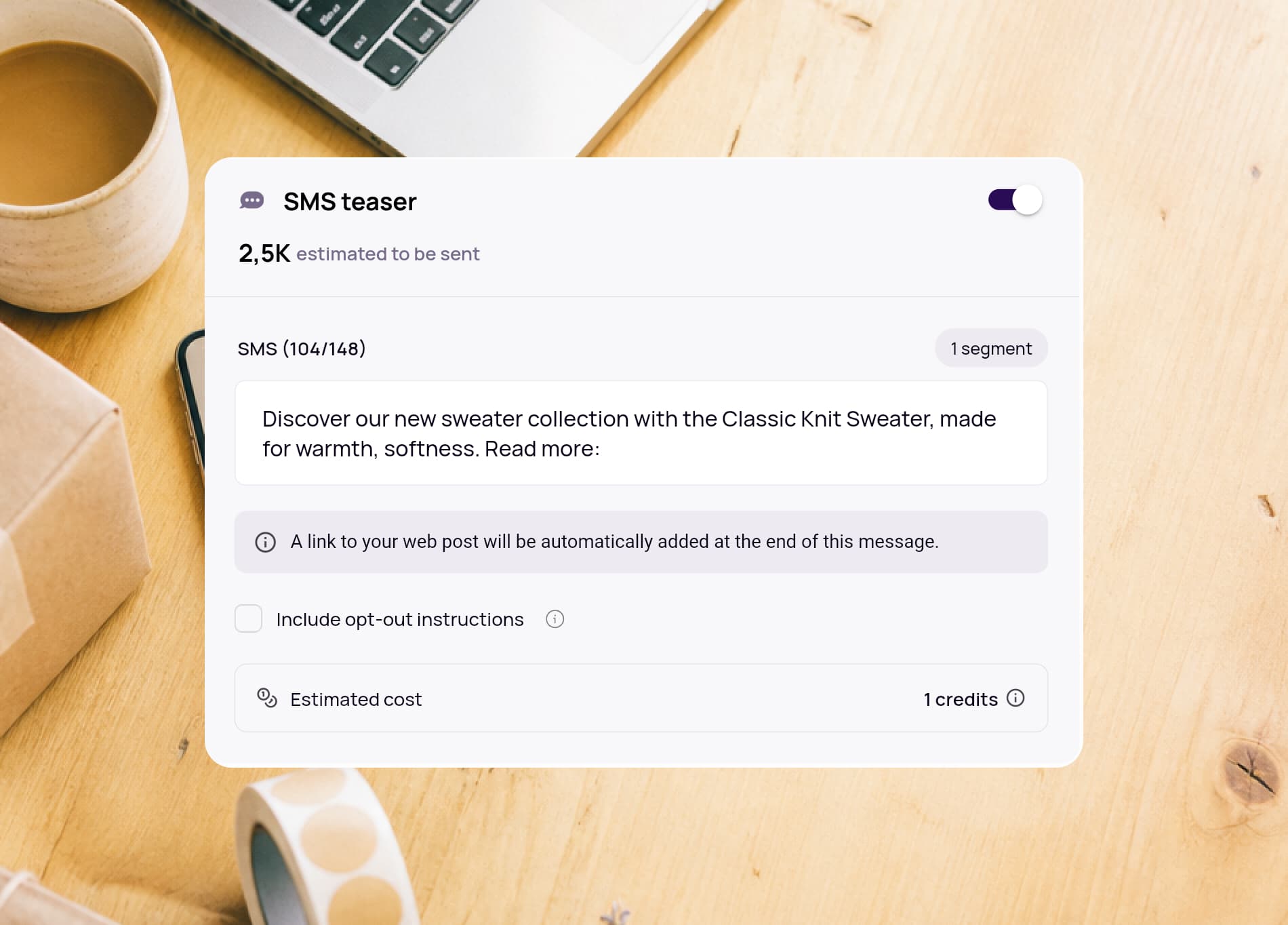 An SMS teaser pointing to an email campaign