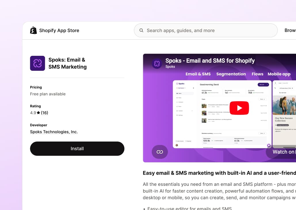 Install Spoks from the Shopify App Store