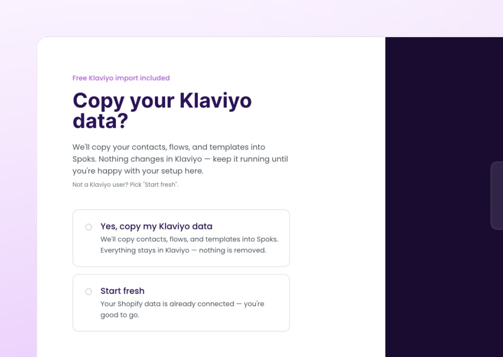 Copy from Klaviyo or start fresh