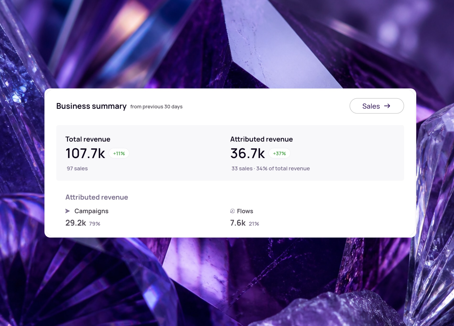 The Spoks dashboard showing attributed revenue per campaign and flow