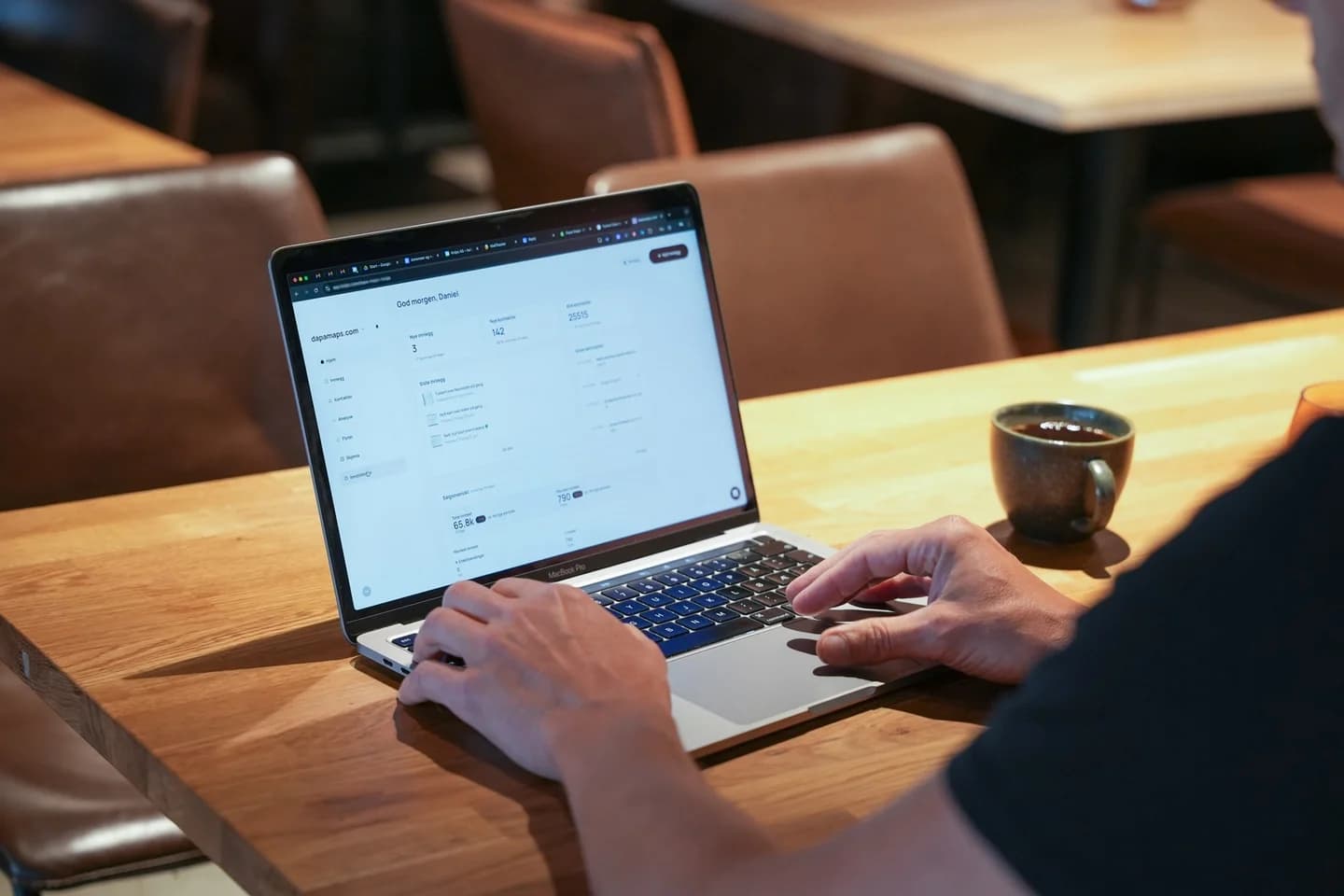 Our communications platform being used on a laptop
