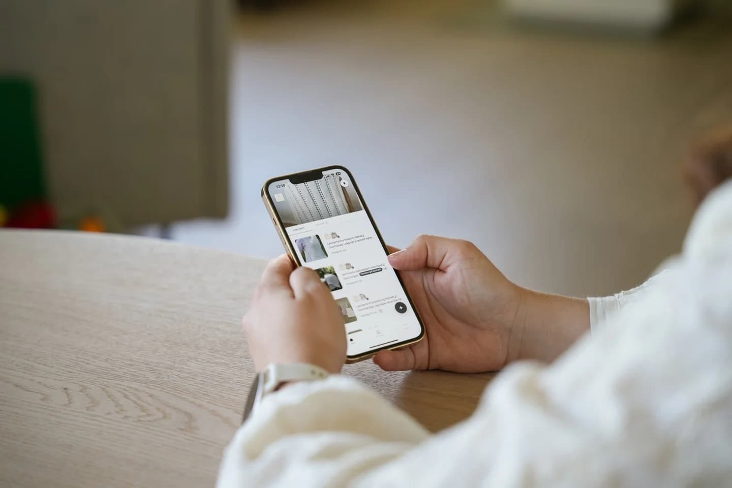 Our mobile app being used on a phone
