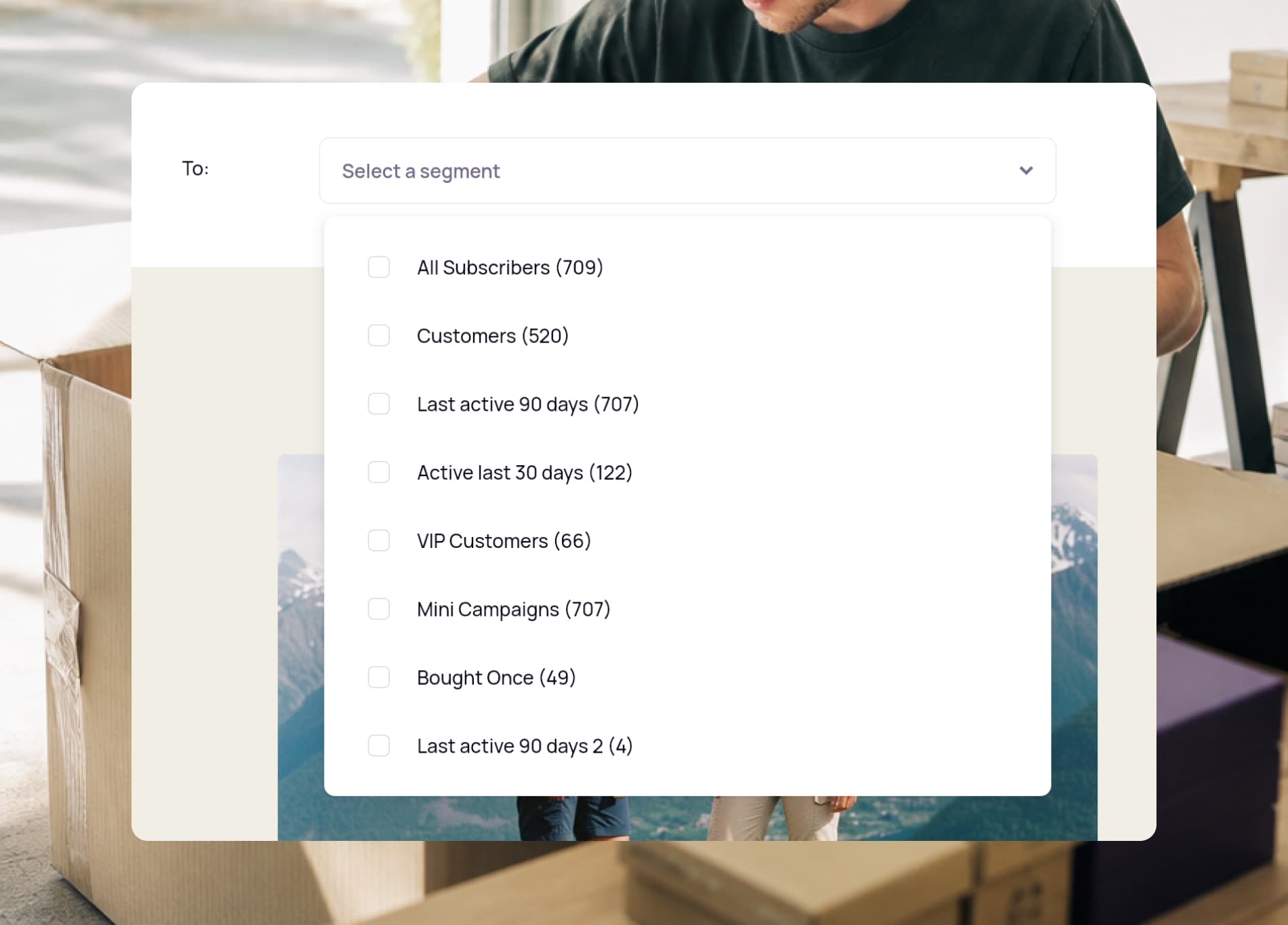 Choosing a segment to send to in Spoks