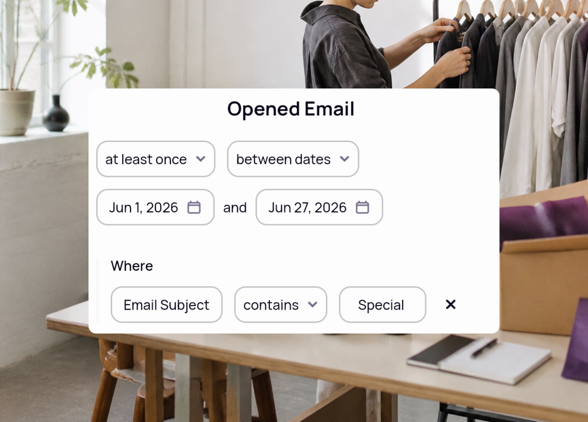 A behavioral filter for customers who opened an email in Spoks