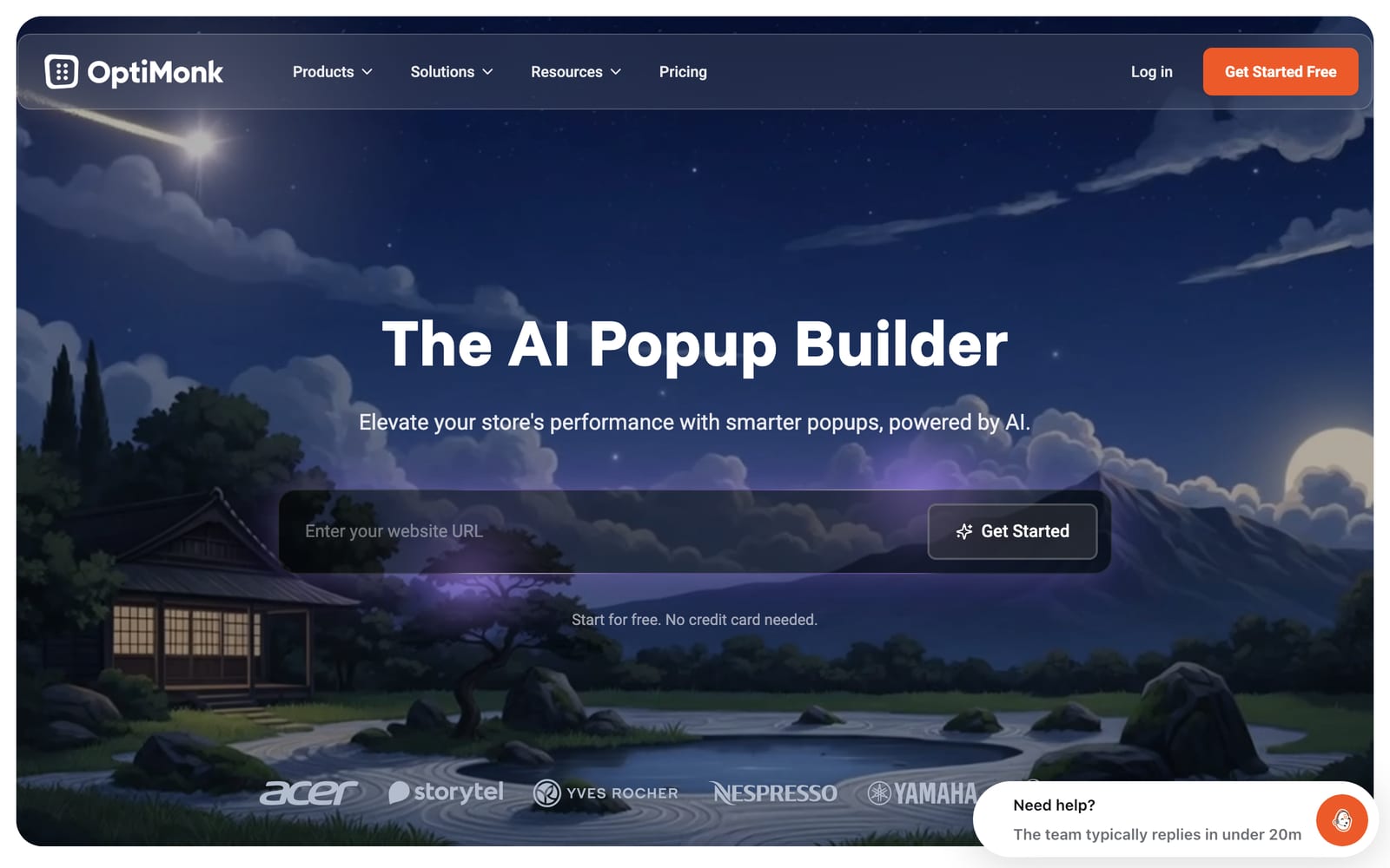 OptiMonk homepage — AI-driven Shopify pop-up app